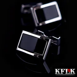 KFLK Jewelry shirt cufflinks for mens Brand  Black Cuff link Fashion Button High Quality Luxury Wedding Groom Male guests