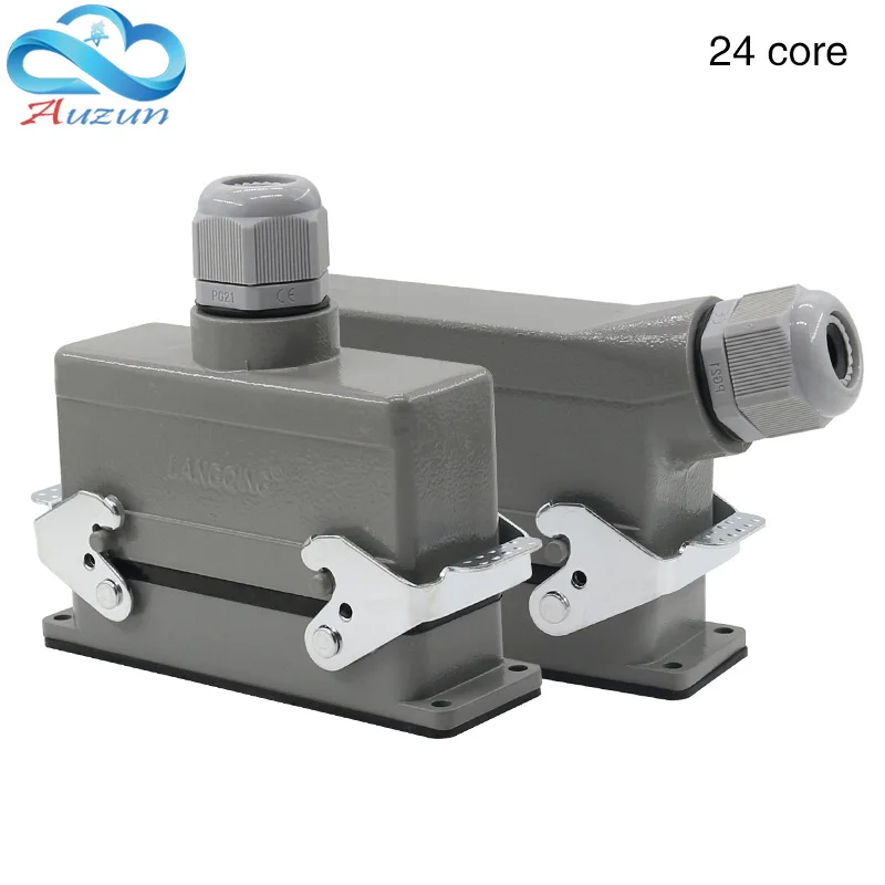 Rectangular H24B - HE - 024-1 heavy duty connectors 24 pin line 16 a500v screw feet of aviation plug on the side