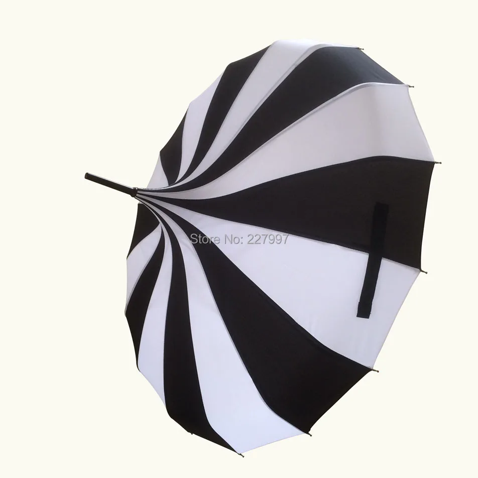 

10pcs/lot Pagoda umbrella Victorian Wedding Straight umbrella With Black and White Stripe Colors,Free Shipping