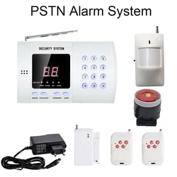 Sistema de alarma PSTN de seguridad para el hogar, marcador telefónico, 99 zonas inalámbricas, 433MHz, Detector de movimiento PIR inalámbrico, Sensor de contacto para puerta, 1 Juego