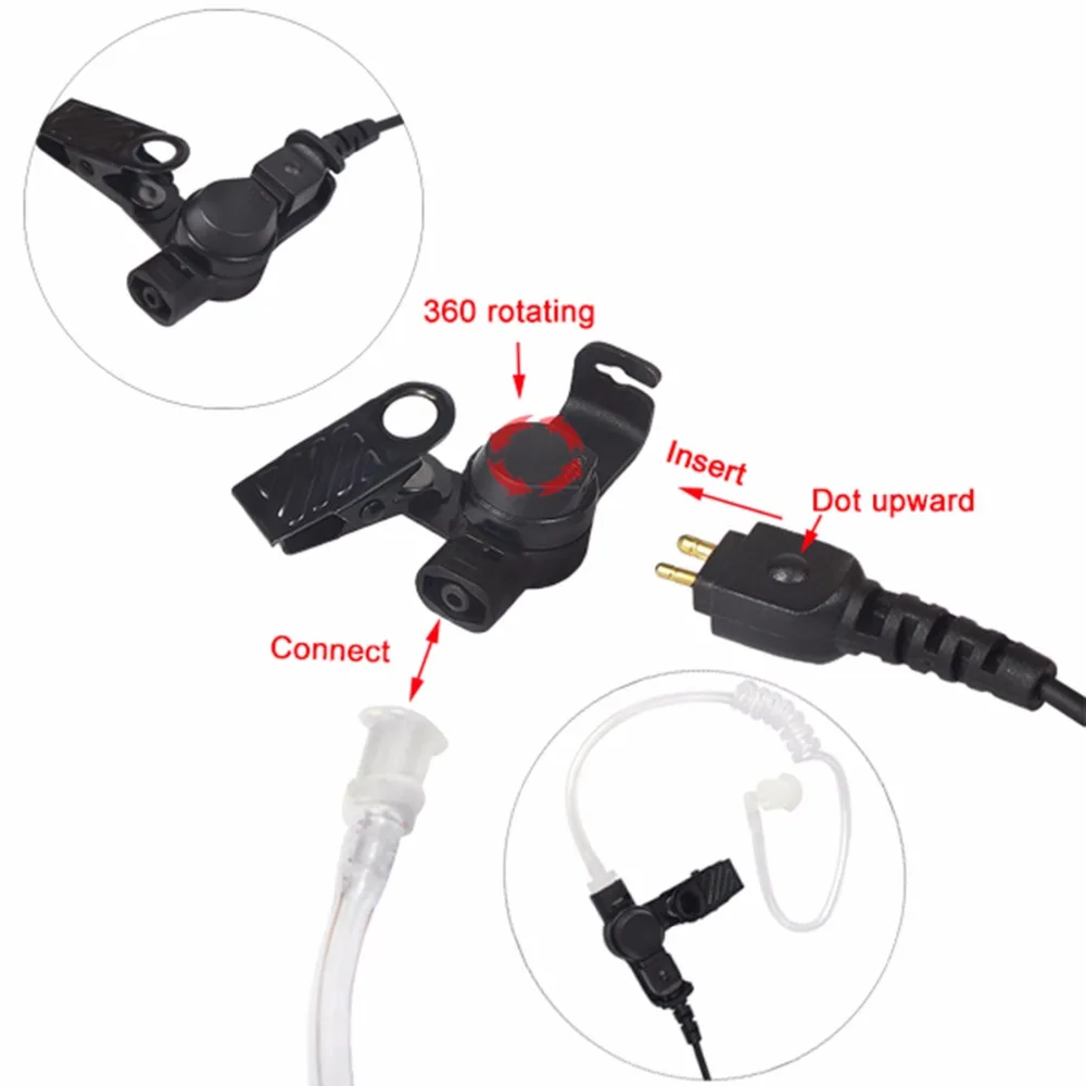 Retevis R-1M21 Grande PTT Mic Auricolare Tubo Acustico Auricolare Per Motorola DP4800 DP4801 XPR6550 DGP4150 P8268 Walkie Talkie ecc.