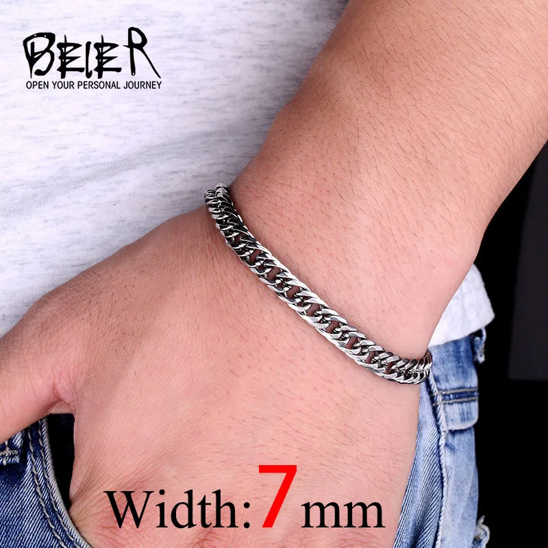 Hot Curb Cuban Snail Bracelet Stainless Steel For Mens Womens Jewelry Gift 7/9/11mm Width BR-C001