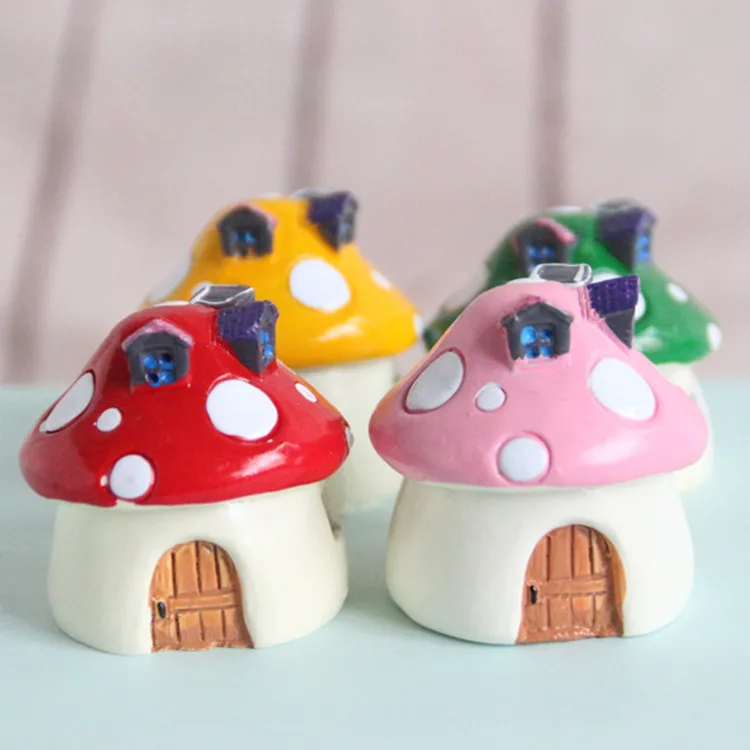 1 piece mini resin toy fairy mushroom toy garden decoration mushroom house castle micro toy