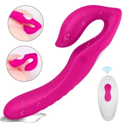 Erotic Strapless Strap-on Dildo Vibrators for Women Double-heads Vibrating Penis Lesbian Toys for Adult Sex Toys for Couples