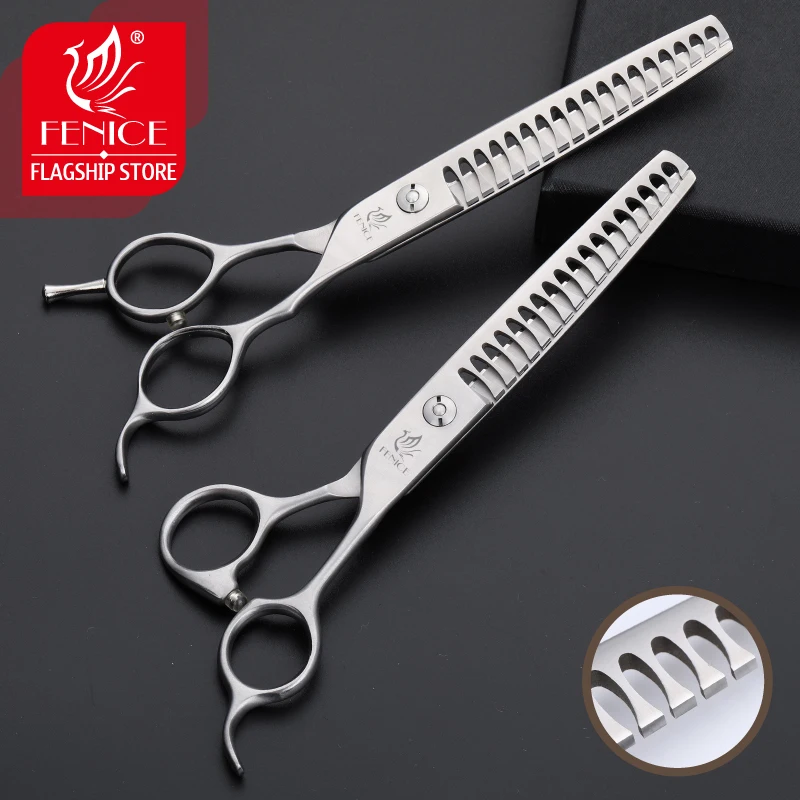 Fenice 6.75 inch Professional Grooming Thinning Scissors Dog/Cats Hair Cutting Shears 16 Teeth Thinning Rate 80%