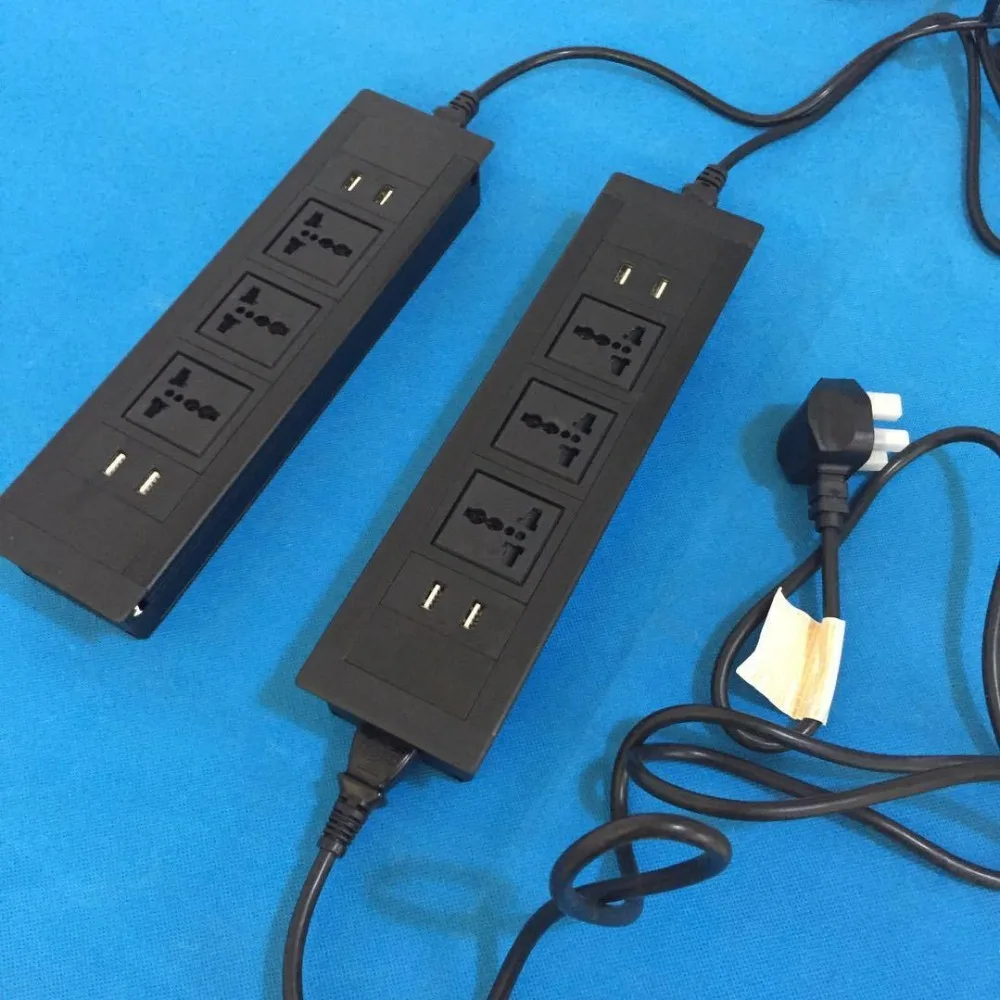 

Series connected conference table power socket Cat6 cable high speed international power, USB charging and data/AV sockets, plus