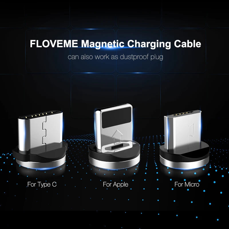 FLOVEME 1M/2M LED Magnetische Kabel, micro USB Kabel Typ C Magnet Ladegerät 2A Geflochtene Telefon Kabel für iPhone Xr Xs X Samsung usb c