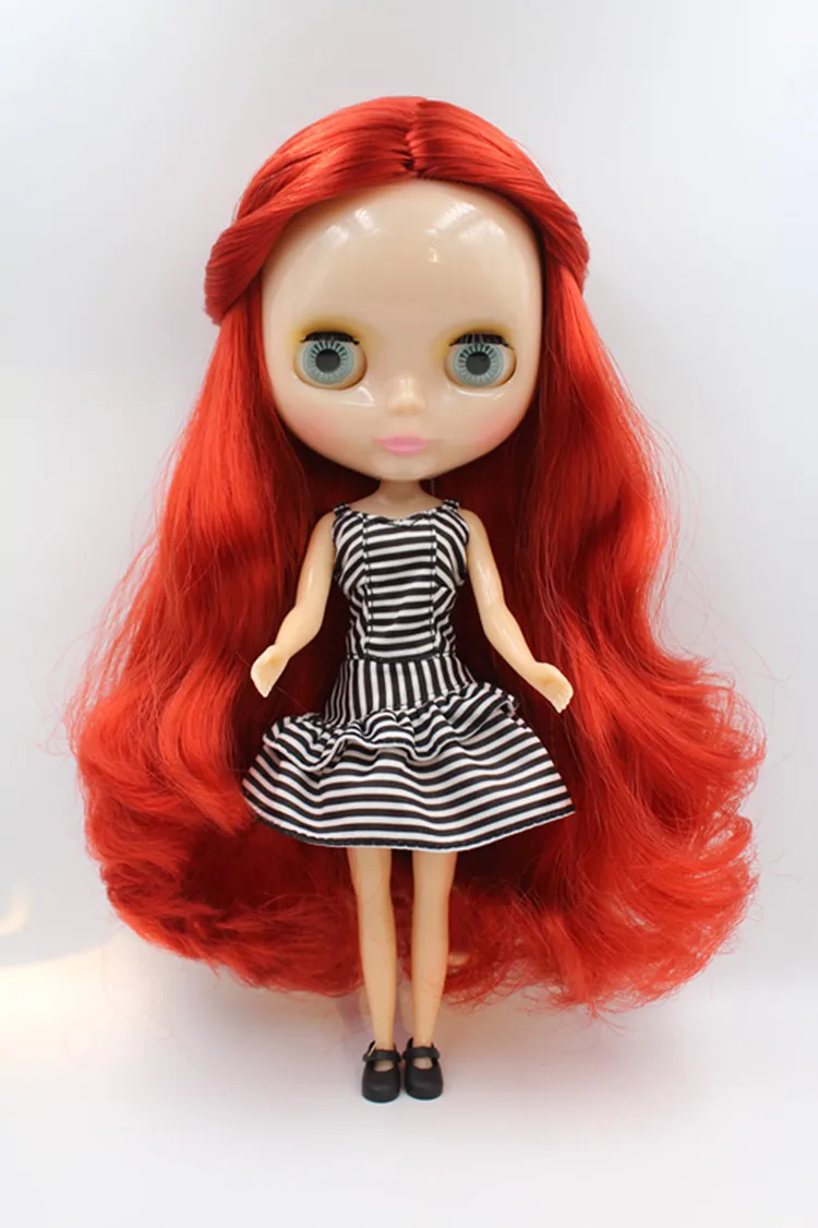 

Blygirl Doll Rose red curly hair 30CM Doll 1/6 Blyth Doll body Fashion Can refit makeup Fashion doll White skin