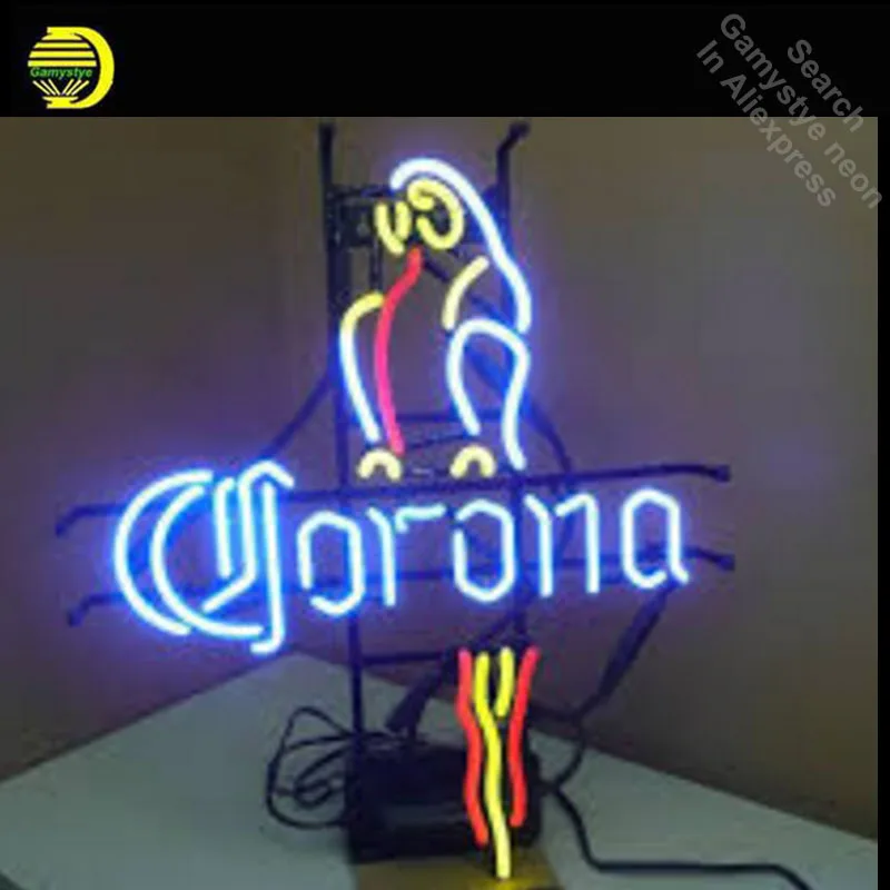 

CORON BEER PARROT Neon Sign Neon Bulbs Sign Handmade Light Beer Room Recreation Decor Glass Tube Handcraft Affiche indoor lamps