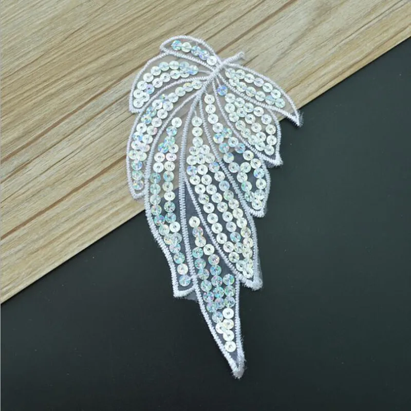 1PCS Sequins Leaf Lace Applique Sewing Patch DIY Garment Accessories