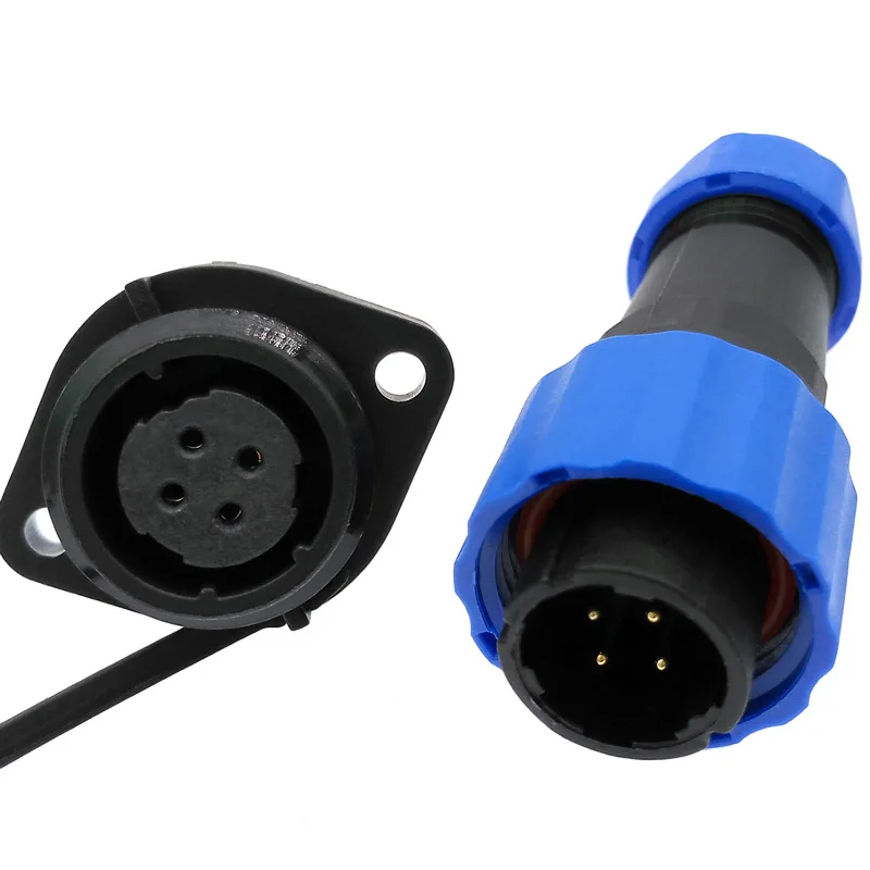 SP16 Waterproof Flange connector 2/3/4/5/6/7/8/9 pin IP68 power cable connector Male plug and Female socket