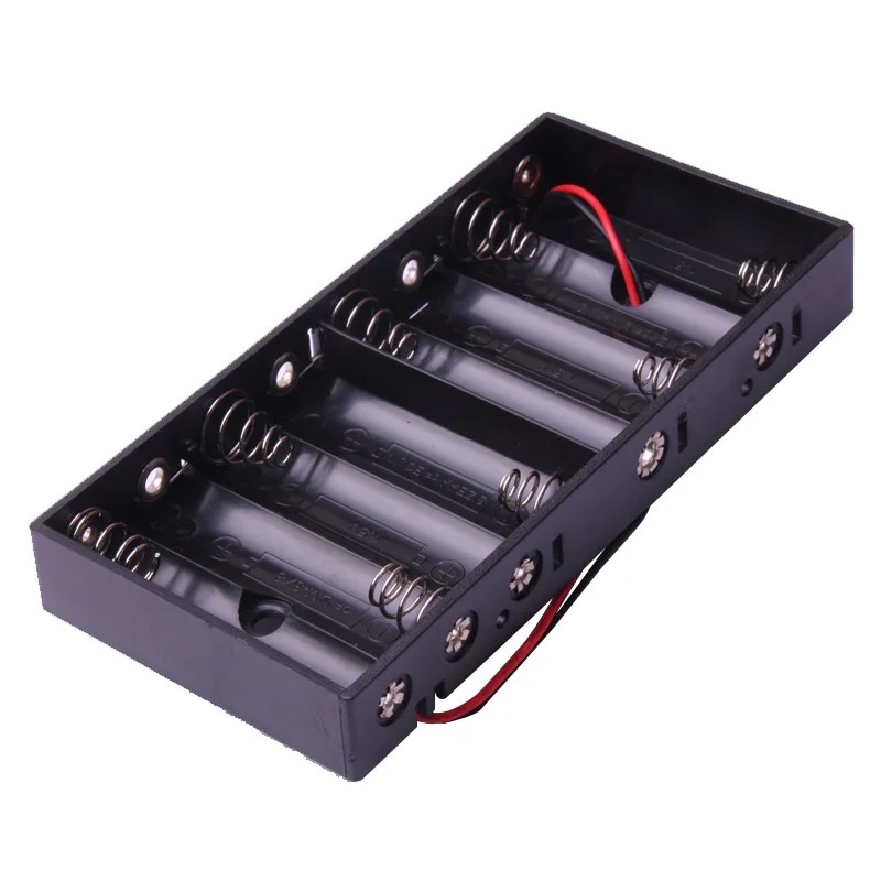 Glyduino Multi-Slot AA Size 8 Battery Clip Hard Base Case Holder with Wire Leads DIY