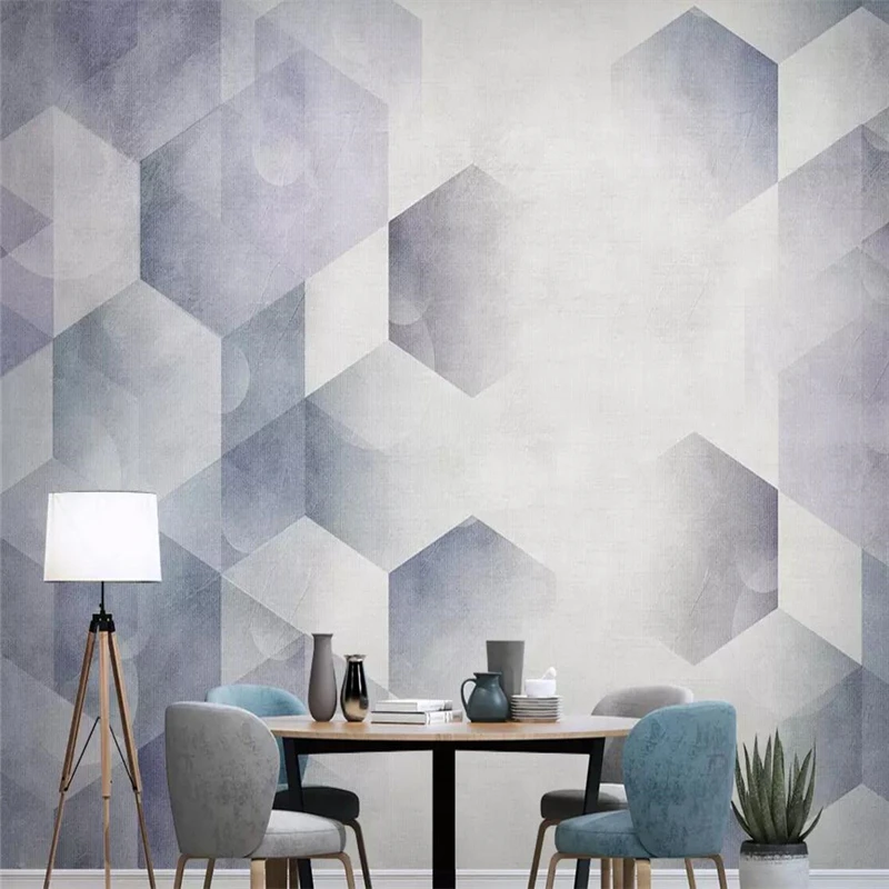 Decorative wallpaper Nordic modern simple style 3D geometry vintage background wall painting