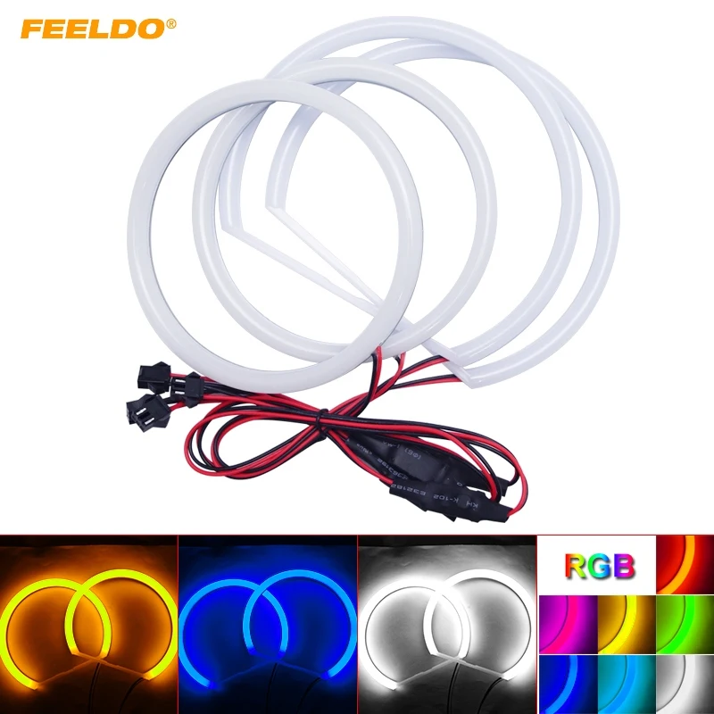 FEELDO 2X120mm 2X146mm Car Xenon Cotton Angel Eyes Halo Ring Light DRL For Mitsubishi Lancer Non Projector Headlight #HQ986