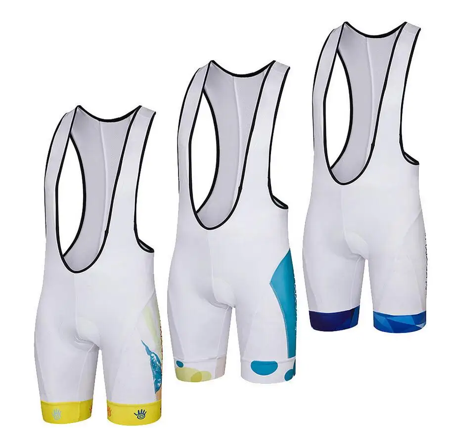 Men\'s White Cycling Bib Shorts Coolmax Gel Padded Bike Bib Knicks Compression