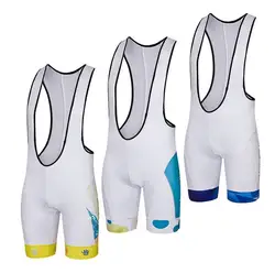 Men's White Cycling Bib Shorts Coolmax Gel Padded Bike Bib Knicks Compression