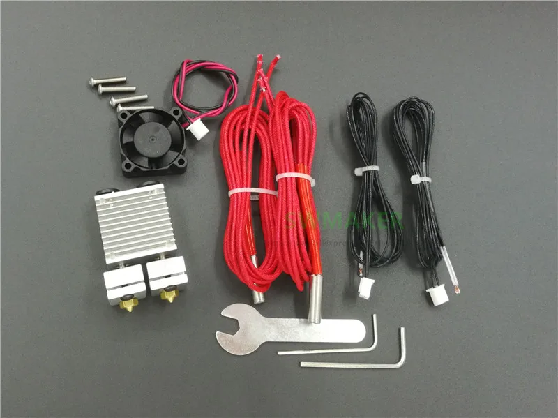 Chimera Dual Extrusion Head 2 in 2 out V6 Hotend Kit With Thermocouple and Update Head Sink - 3D printer parts
