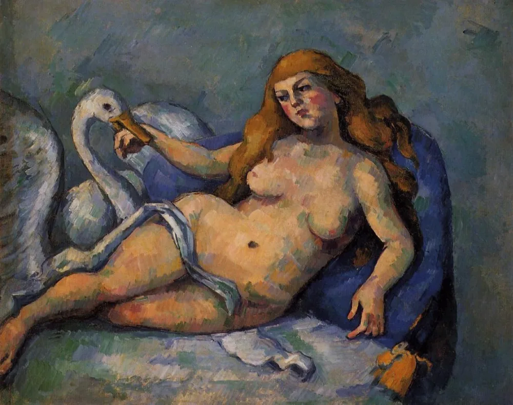 

oil painting,100% hand made famous Oil Painting Reproduction on linen canvas,leda-and-the-swan by paul Cezanne,nude oil painting