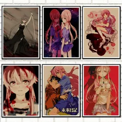 Future Diary Mirai Nikki Amano Yukiteru Gasai Yuno kraft poster retro Poster wall sticker Japanese Anime Poster/904