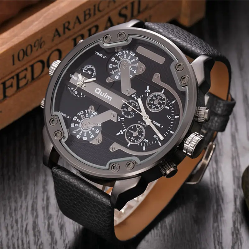 Oulm 3548 Famous Designer Mens Watches Top Brand Luxury Quartz Watch Big Dial Military Quartz Wristwatch relogio masculino