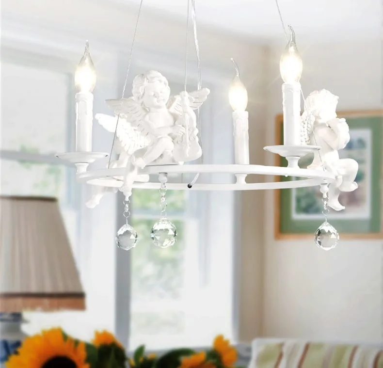 Modern Lamps lustre Lighting Led Pendant Creative Crystal Chandeliers With The Angel For Living Room Light