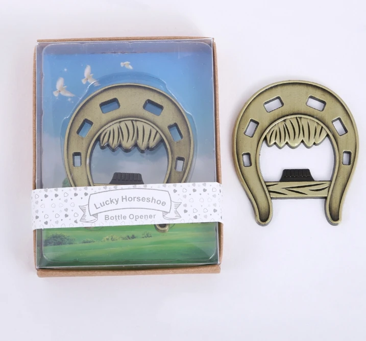 

50pcs/lot Creative Retro Horseshoe bottle opener Beer openers For Wedding Party gift Favors Retail box