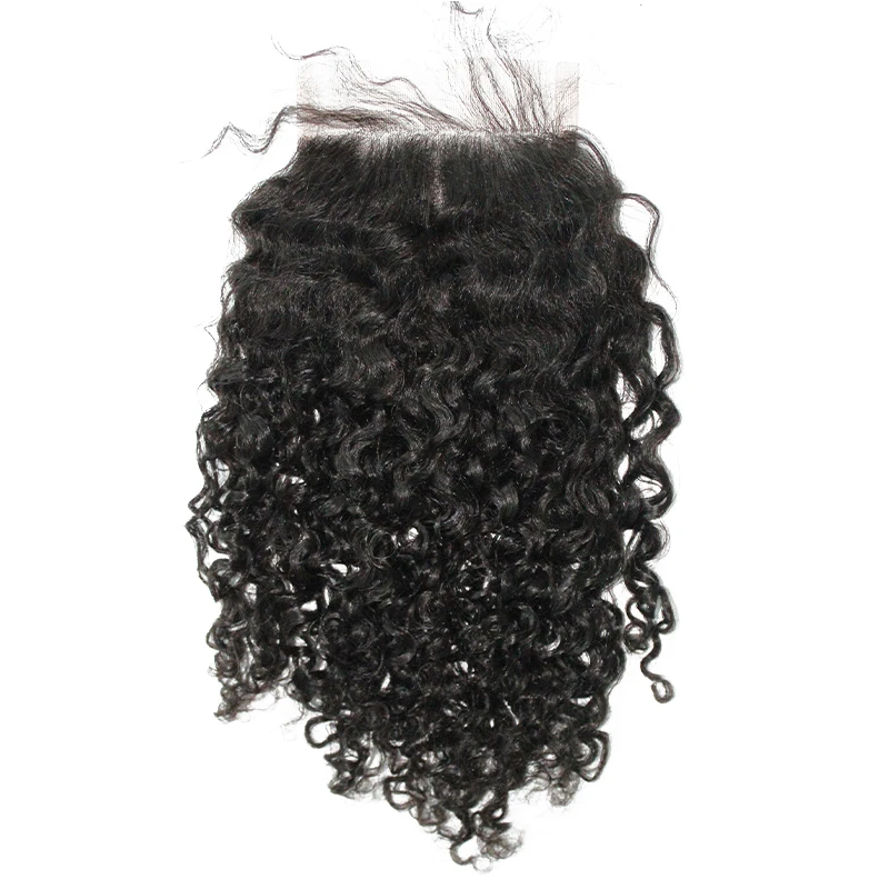 

3B 3C Kinky Curly Silk Base Lace Closure With Baby Hair 4x4 Free Part Brazilian Remy Human Hair Closures Venvee