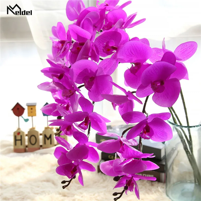 Meldel Wedding Bouquet เจ้าสาว Bridesmaids ผู้ถือ Orchid Bouquet ดอกไม้ประดิษฐ์ Phalaenopsis ดอกไม้ DIY ประดับบ้าน