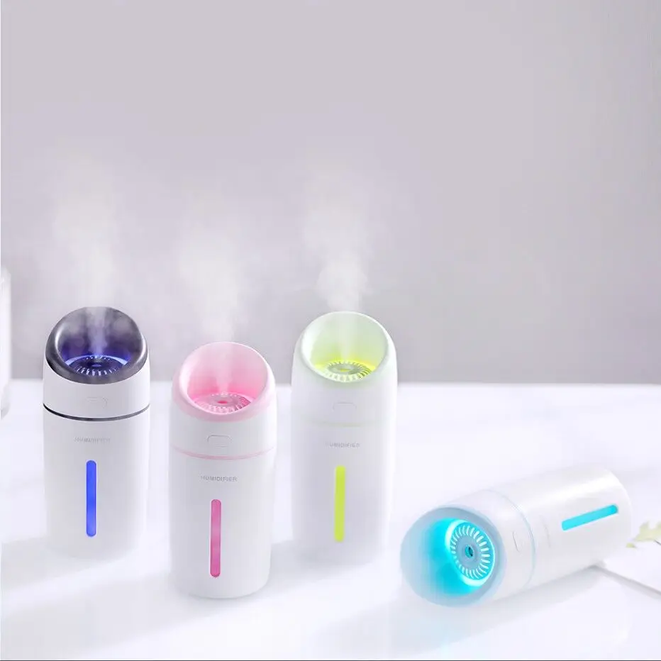 Umidificador de ar ultrassônico 320ml, difusor de aroma com luz noturna led colorida para casa, carro, mini purificador usb, gerador de névoa