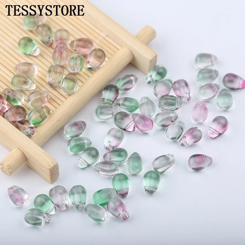 20pcs 6*9mm Water Droplets Shape Lampwork Beads Multi Gradient Color Glass Beads For Jewelry Making Earrings DIY Accessories