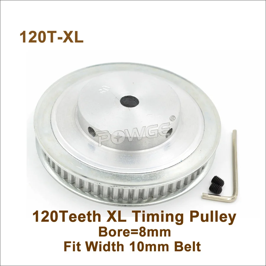 POWGE 120 Teeth XL Timing Pulley Bore 8mm Fit W=10mm XL Synchronous Belt 120T 120Teeth XL Pulley