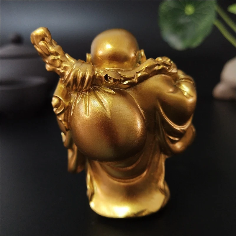 Golden Maitreya che ride statua di Buddha scultura ornamento giardino decorazione domestica Feng Shui cinese statua di Buddha felice figurina