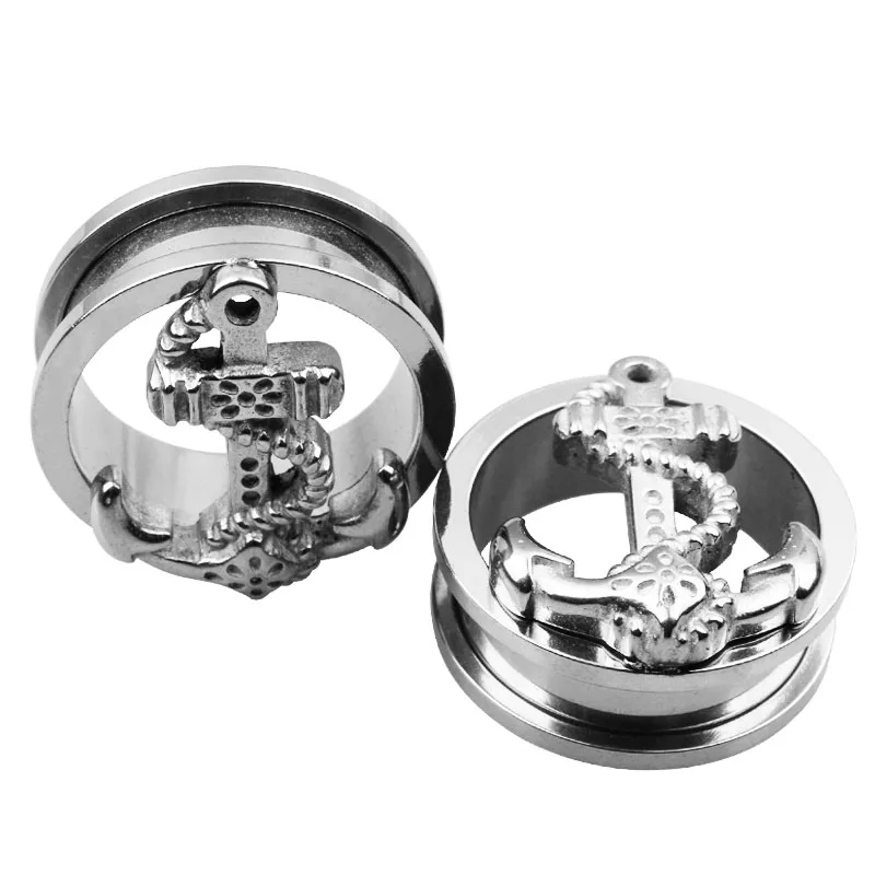 2pcs New Arrival Anchored Stainless Steel Ear Plug Extensions Screw Ear Tunnels Plugs Expander Gauges Piercing Jewelry Women Men