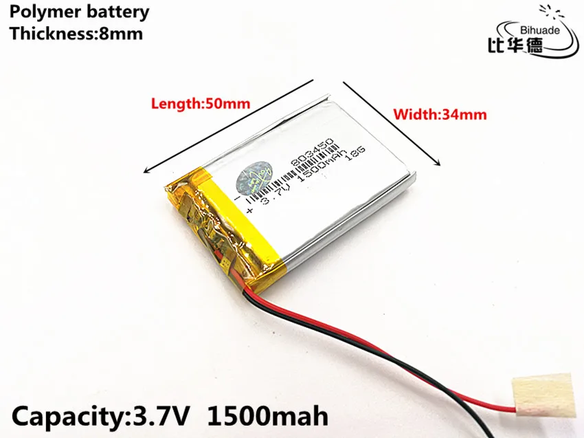 Good Qulity 3.7V,1500mAH,803450 Polymer lithium ion / Li-ion battery for TOY,POWER BANK,GPS,mp3,mp4