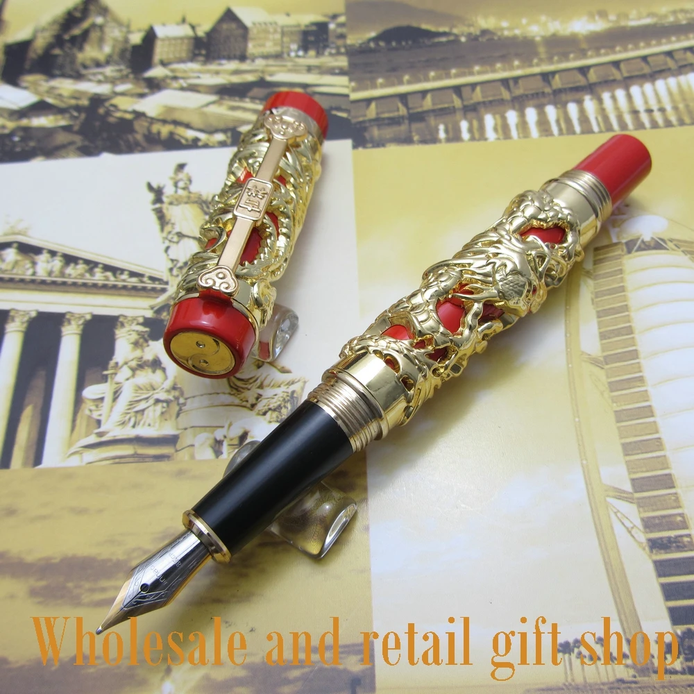 6pcs pen Jinhao Dragon Phoenix Heavy Chinese Classical Luck Clip fountain Pen