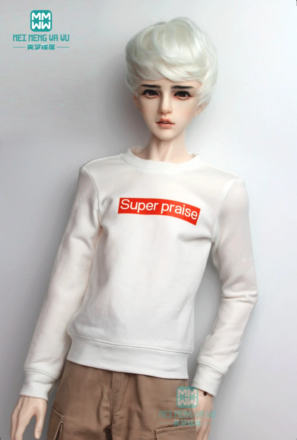 

Fits 1/3 68--70cm BJD boys uncle Doll Clothes fashion white letter sweatshirt