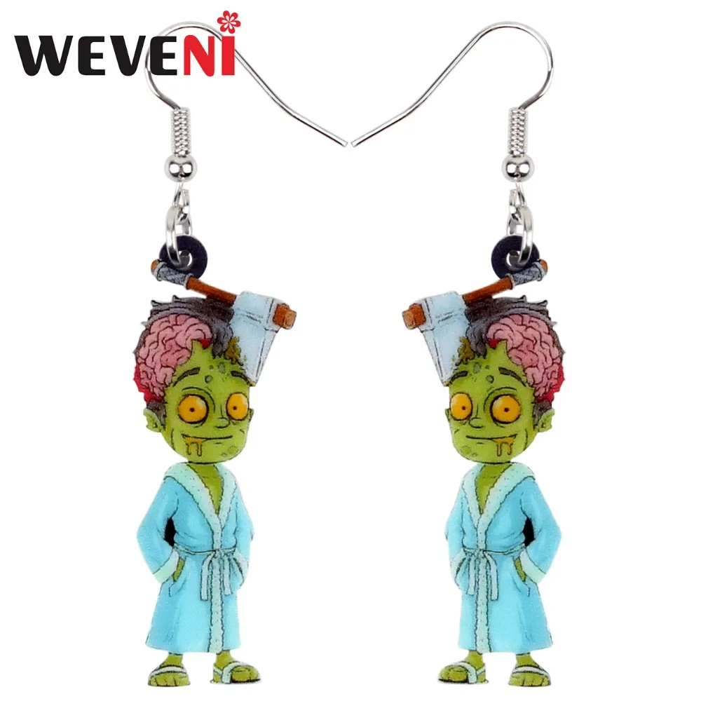 WEVENI Acrylic Halloween Horrible Bathrobe Zombie Earrings Drop Dangle New Trendy Unique Jewelry For Women Girls Charms Bijoux