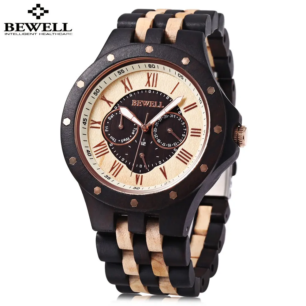 

BEWELL Mens Watches, Male Business Wood Watch, Man Dress Quartz Watch, Date Fashion Sport Wrist watch relojes hombre