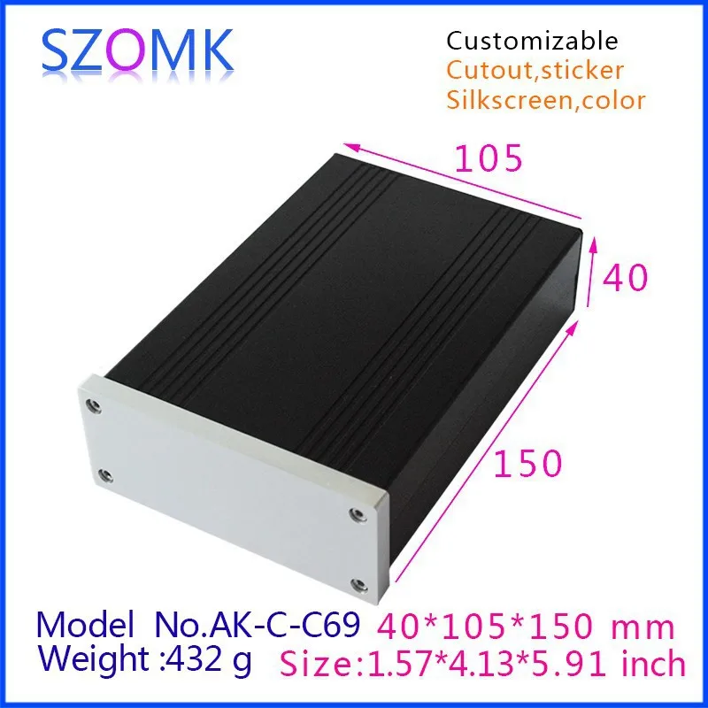 

4Pcs new aluminum amplifier extrusion enclosure 40*105*150mm aluminium enclosure box, hot selling steel enclosure box