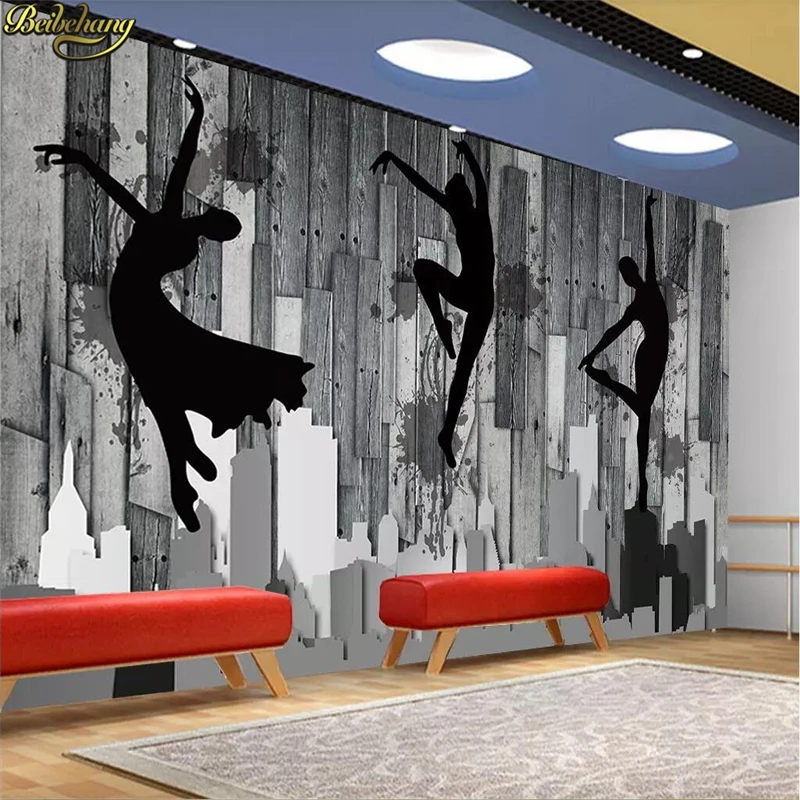 beibehang Custom wallpaper mural nostalgic wood dance studio ballet yoga studio tooling wall papers home decor papel de parede