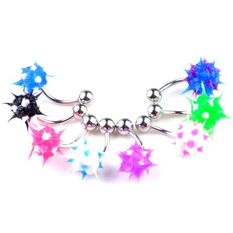 Pinksee Wholesale lots 14g 10x silicone flower navel naval belly button rings body piercing jewelry пирсинг  nariz
