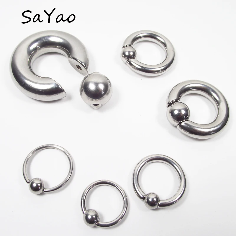 SaYao Big Ball Stainless Steel Captive Hoop Rings BCR Eyebrow Tragus Ear Piercing Nose Closure PA Ring Nipple Body Jewelry