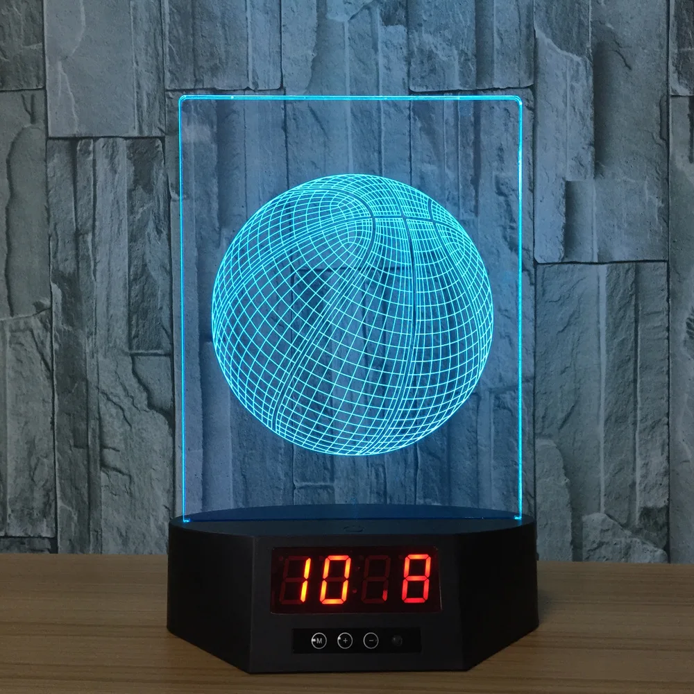 Basketball Acrylic pattern Clock base night light 7 color remote control night light 3D visual Room ornament Y70