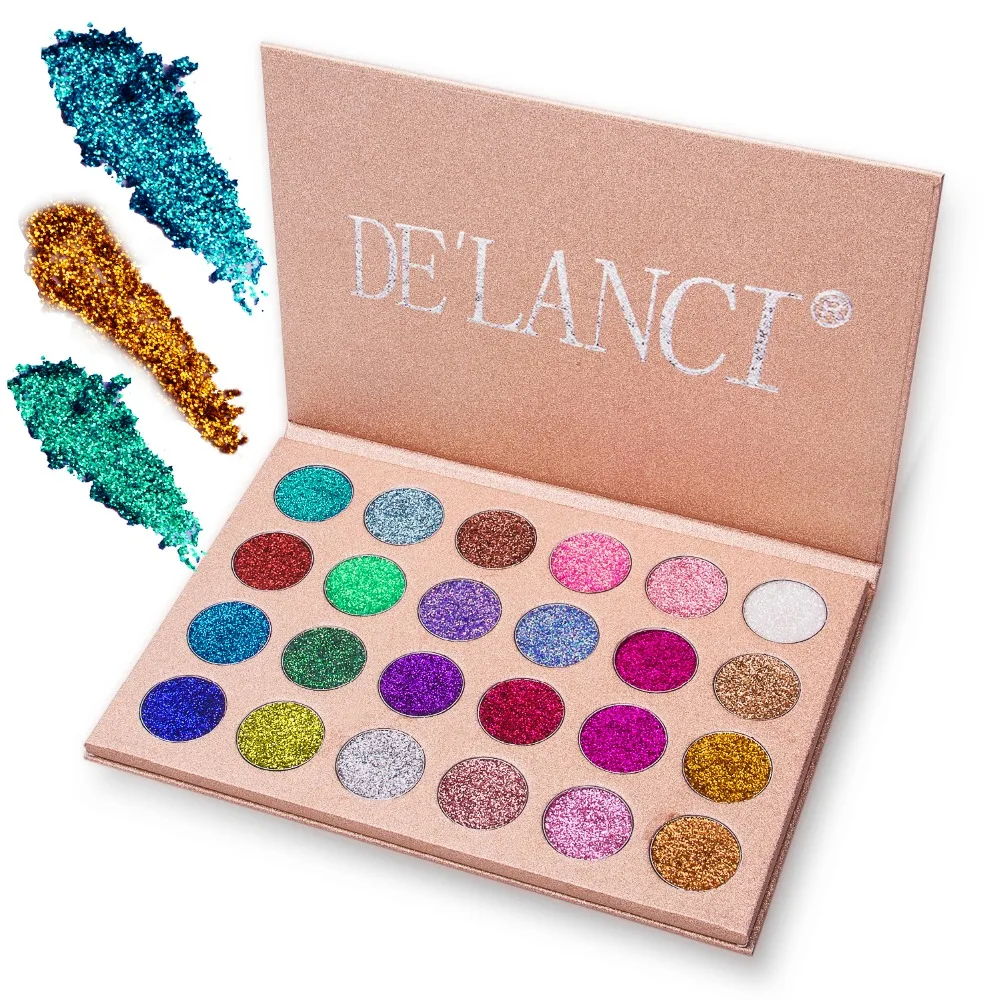 DE\'LANCI 24 Colors Glitter Eyeshadow Pallete Brand Beauty Cosmetics Diamond Pressed Glitter Eye Shadow Pigment Make up Palette