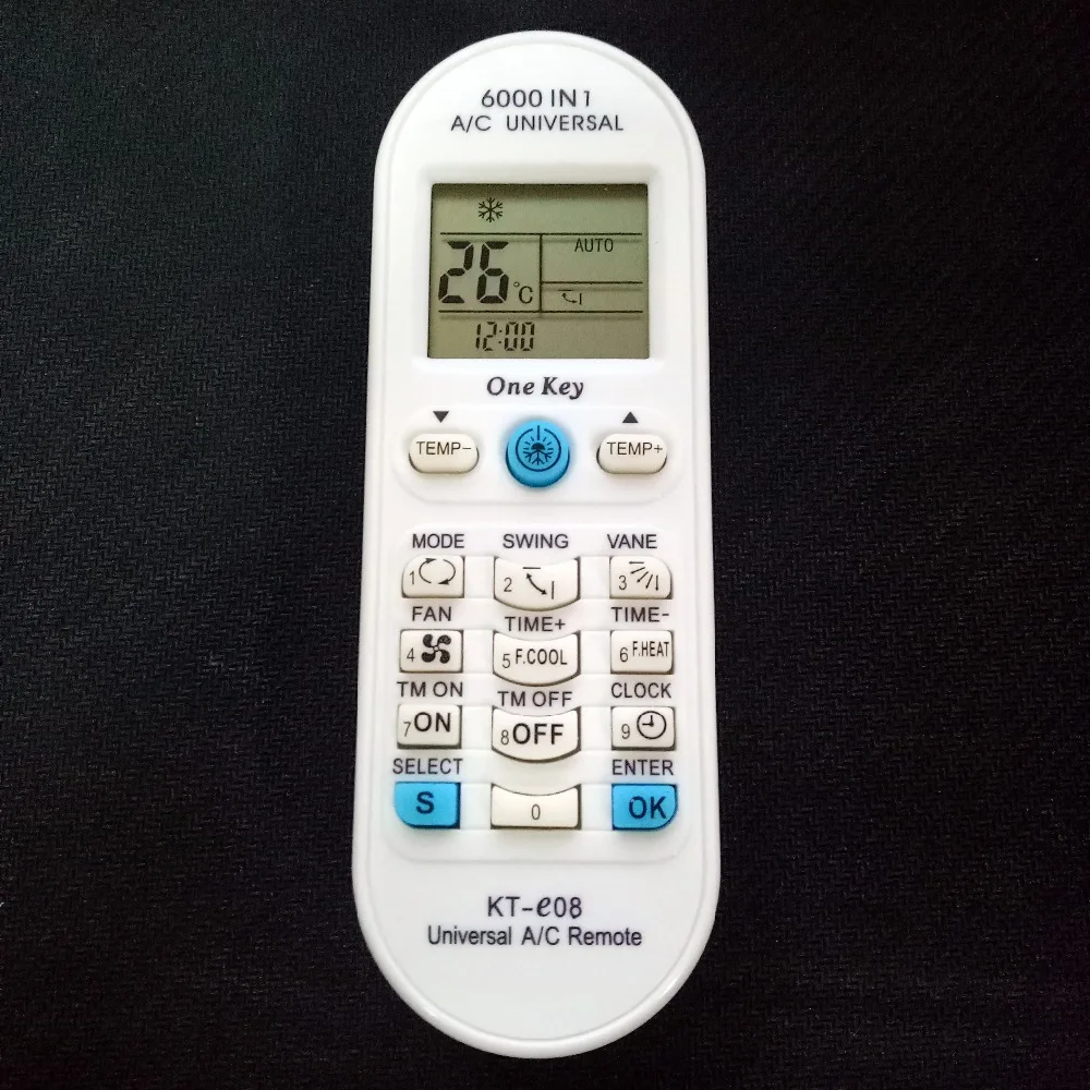 

KT-e08 6000 in 1 A/C Universal Remote Control for Toshiba Panasonic Sanyo Fujitsu One Key Series Air Conditioner Conditioning