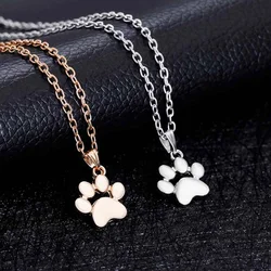 Heart Necklaces & Pendants Jewelry for Women long chain Sweater necklace Fashion Cute Pets Dogs Footprints Paw Pendant Necklace