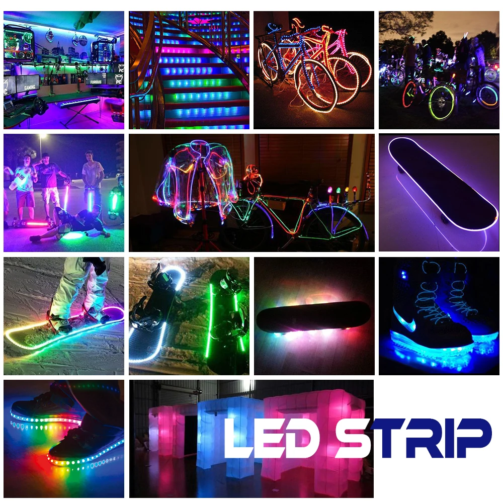 USB Bluetooth RGB Led Strip Lights Battery Powered TV Bicycle Bike Pedal Skateboard Scooter Led Lights For Night Riding Led Tape