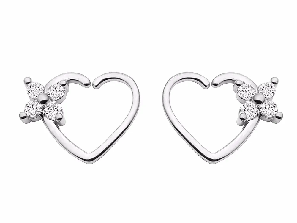 50pcs Body Jewelry Piercing - CZ Heart Flowers Nose Hoop Ring Ear Helix Daith Cartilage Tragus Earring Nose Septum Ring Bend NEW