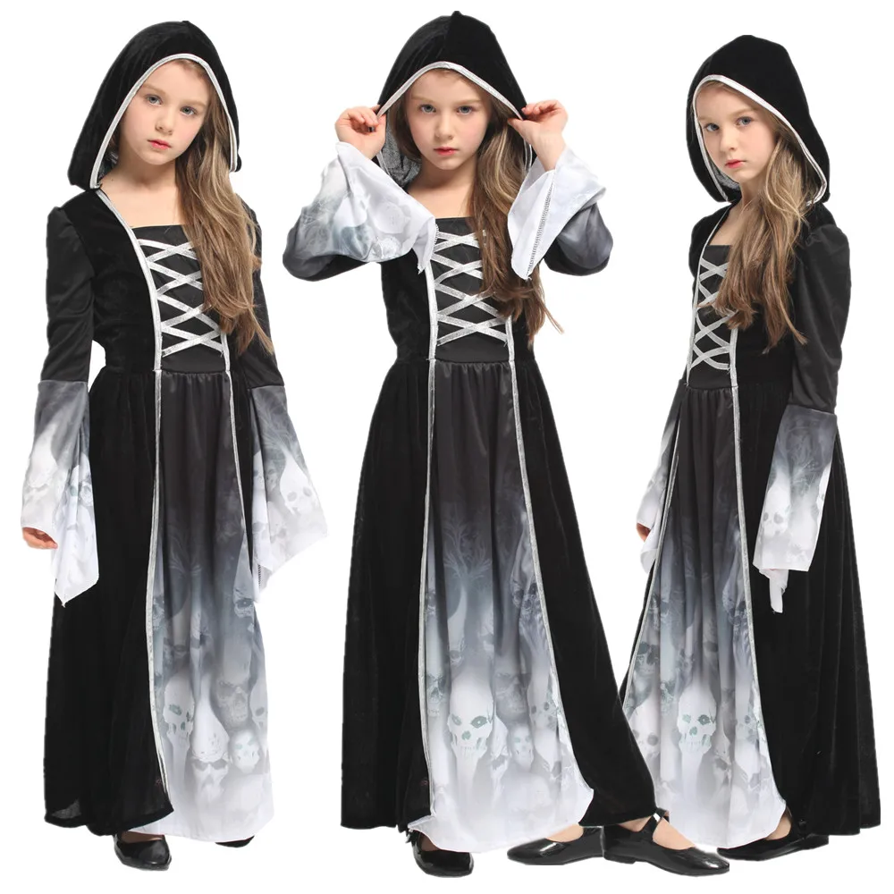 Christmas Carnival Cosplay Halloween Skeleton Ghost Princess Costume for Kids Girls Fantasia Fancy Dress Girls Cosplay Clothes