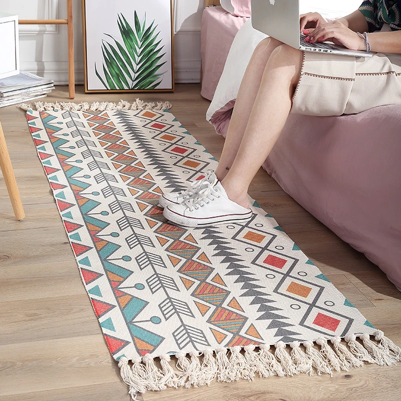 

Bohemian Style Carpets Cloth Weave Rugs for Living Room, Bedroom Decor, Tassels, Floor, Door Mat, Coffee Table, Sofa Area, Home